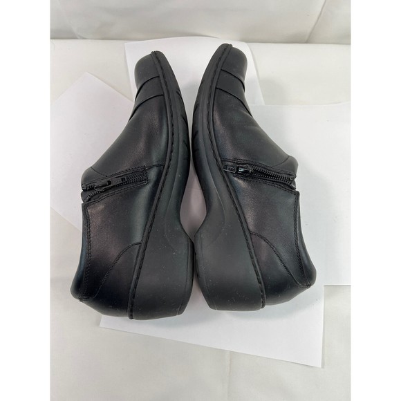 Clarks Channing Essa Womens Sz8.5 Black Leather Loafer Clog Comfort Slip On Shoe - Picture 6 of 8